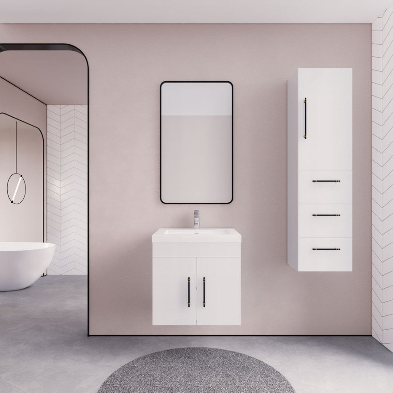 ELSA 24" WALL MOUNTED BATH VANITY WITH REINFORCED ACRYLIC SINK