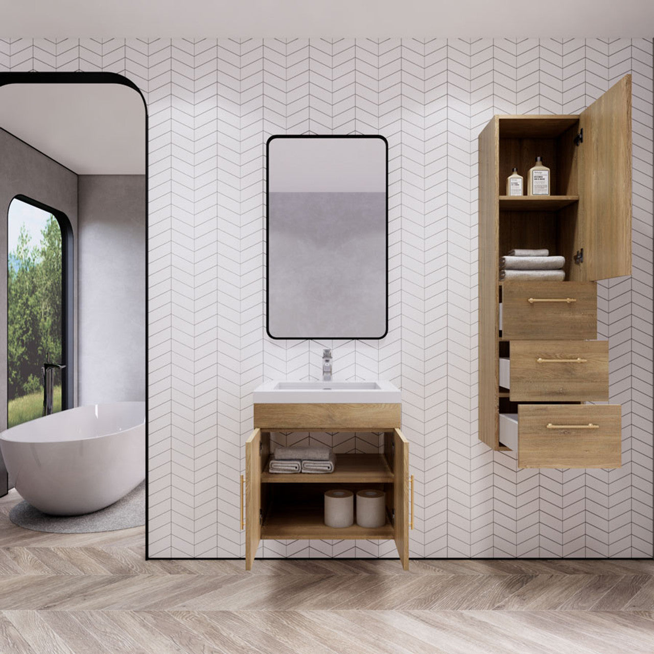 ELSA 24" WALL MOUNTED BATH VANITY WITH REINFORCED ACRYLIC SINK