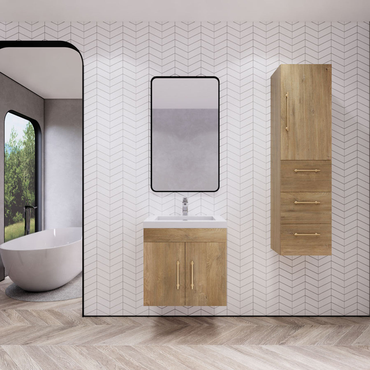 ELSA 24" WALL MOUNTED BATH VANITY WITH REINFORCED ACRYLIC SINK