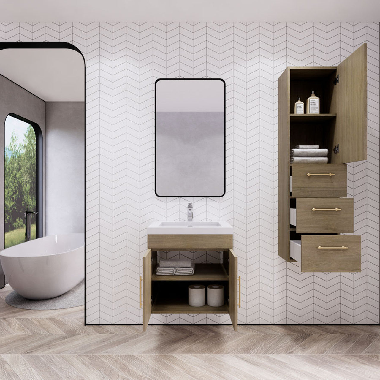 ELSA 24" WALL MOUNTED BATH VANITY WITH REINFORCED ACRYLIC SINK