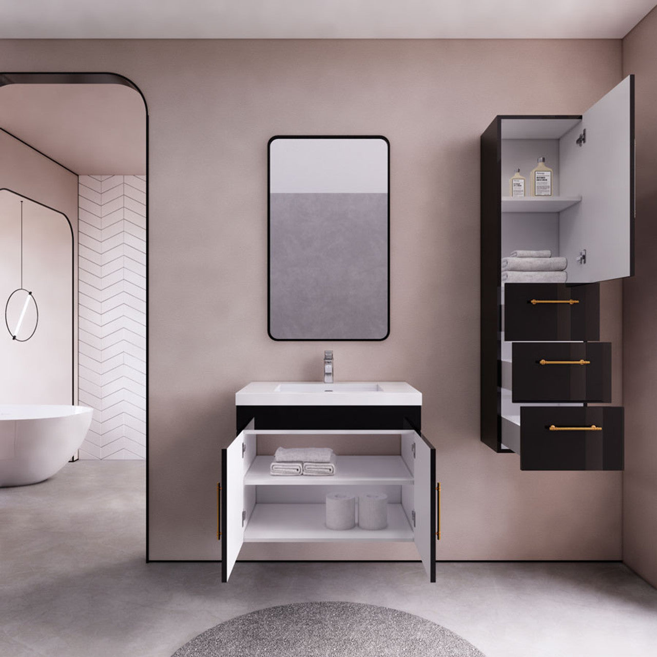 ELSA 30" WALL MOUNTED BATH VANITY WITH REINFORCED ACRYLIC SINK