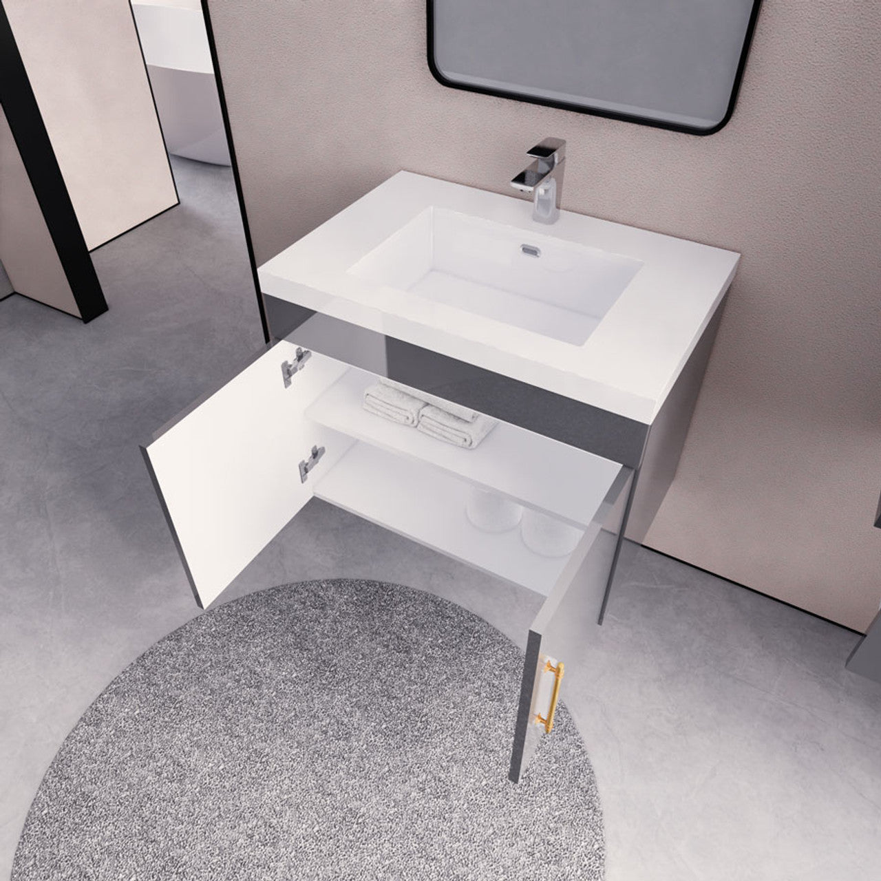 ELSA 30" WALL MOUNTED BATH VANITY WITH REINFORCED ACRYLIC SINK