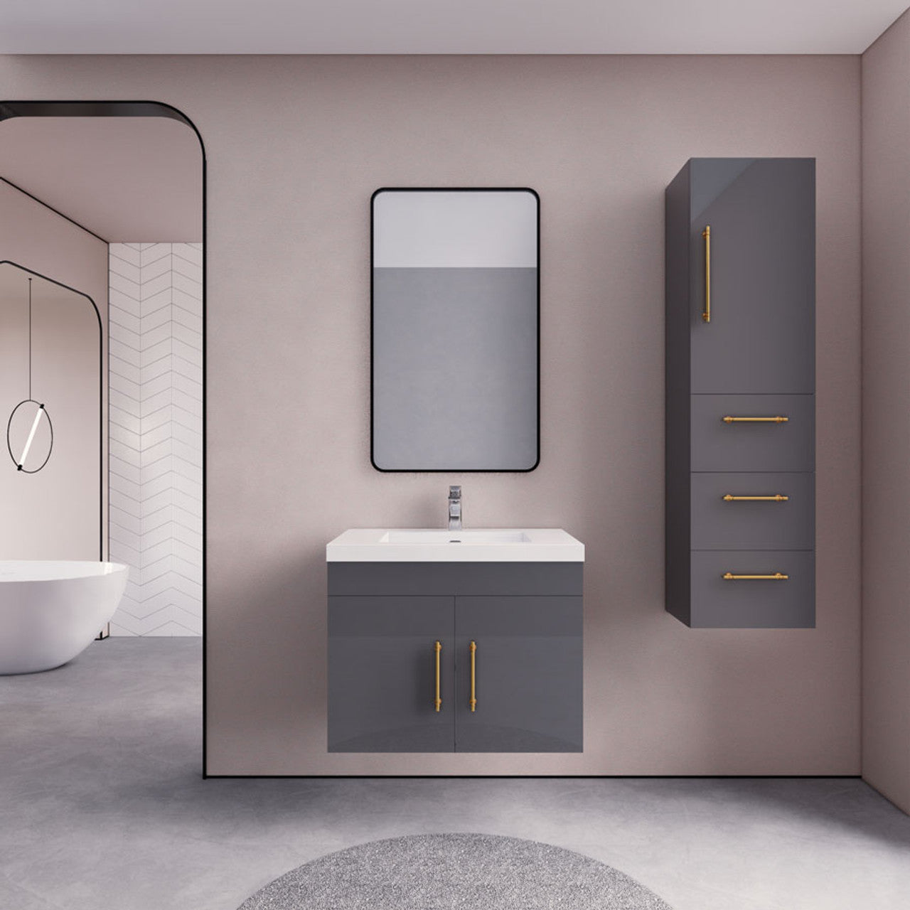 ELSA 30" WALL MOUNTED BATH VANITY WITH REINFORCED ACRYLIC SINK