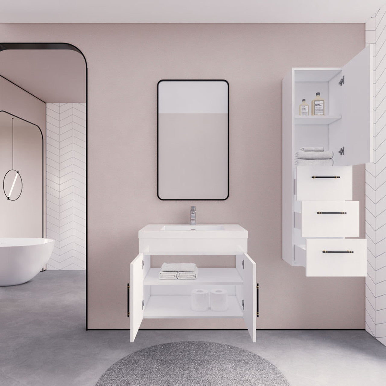 ELSA 30" WALL MOUNTED BATH VANITY WITH REINFORCED ACRYLIC SINK
