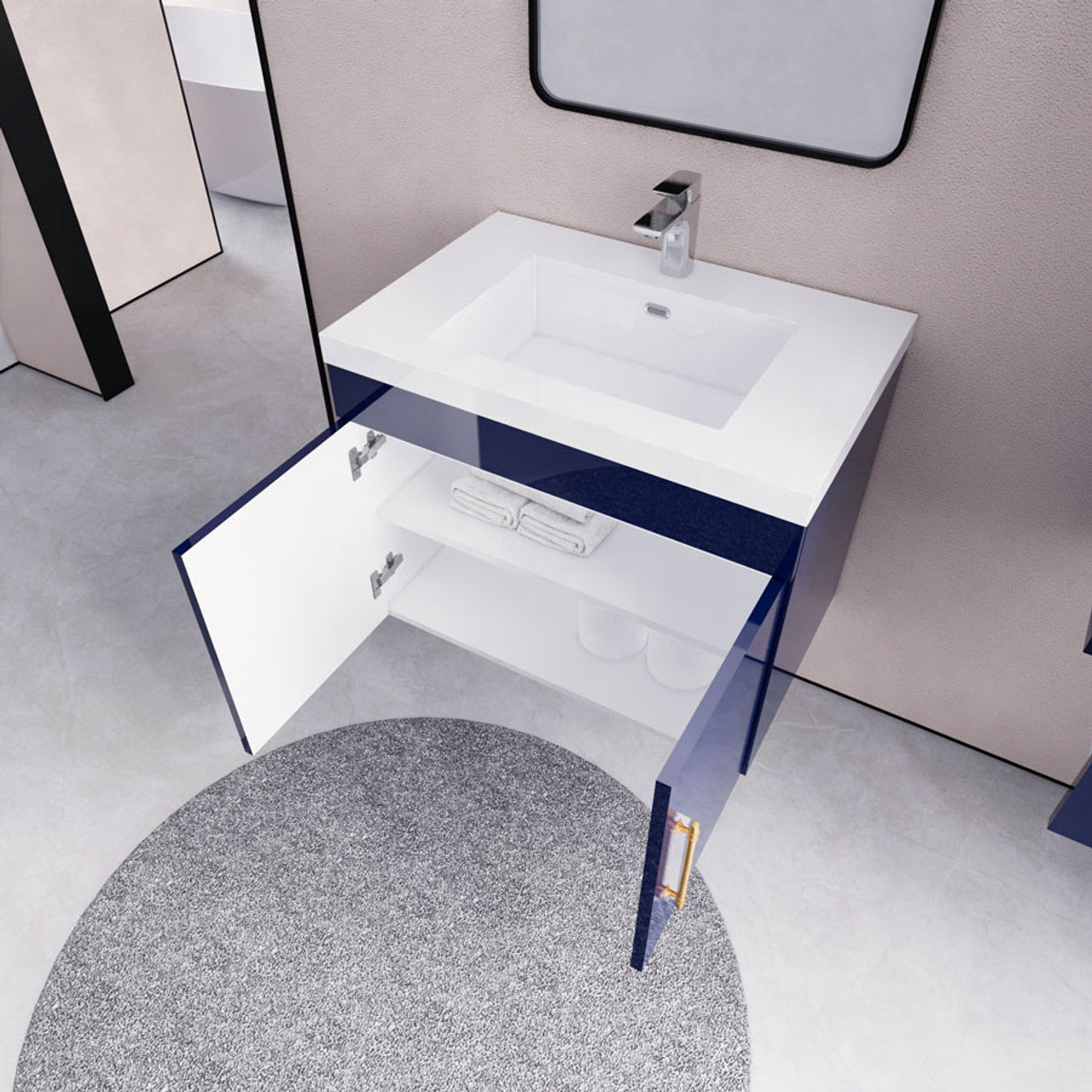 ELSA 30" WALL MOUNTED BATH VANITY WITH REINFORCED ACRYLIC SINK