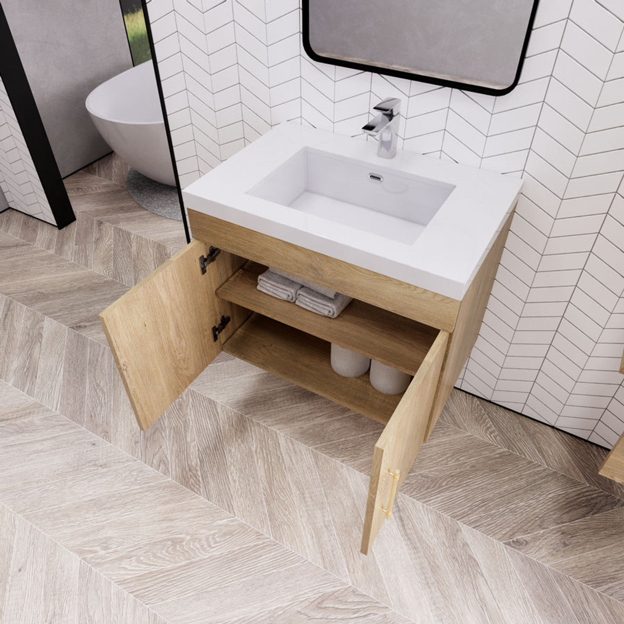 ELSA 30" WALL MOUNTED BATH VANITY WITH REINFORCED ACRYLIC SINK