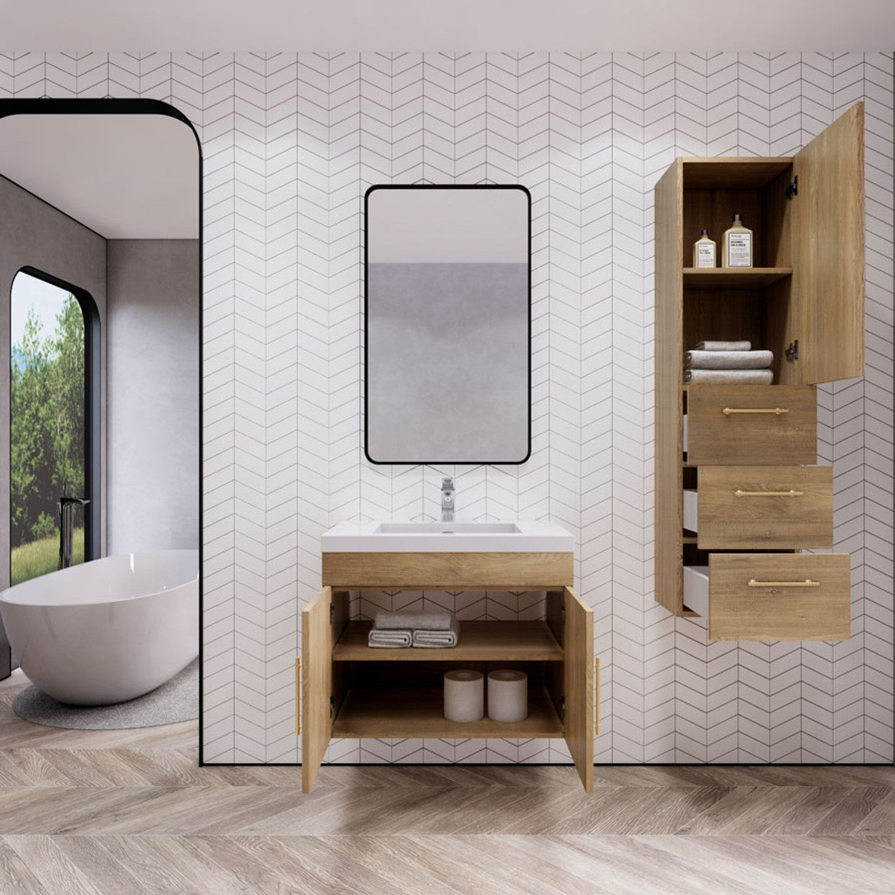 ELSA 30" WALL MOUNTED BATH VANITY WITH REINFORCED ACRYLIC SINK