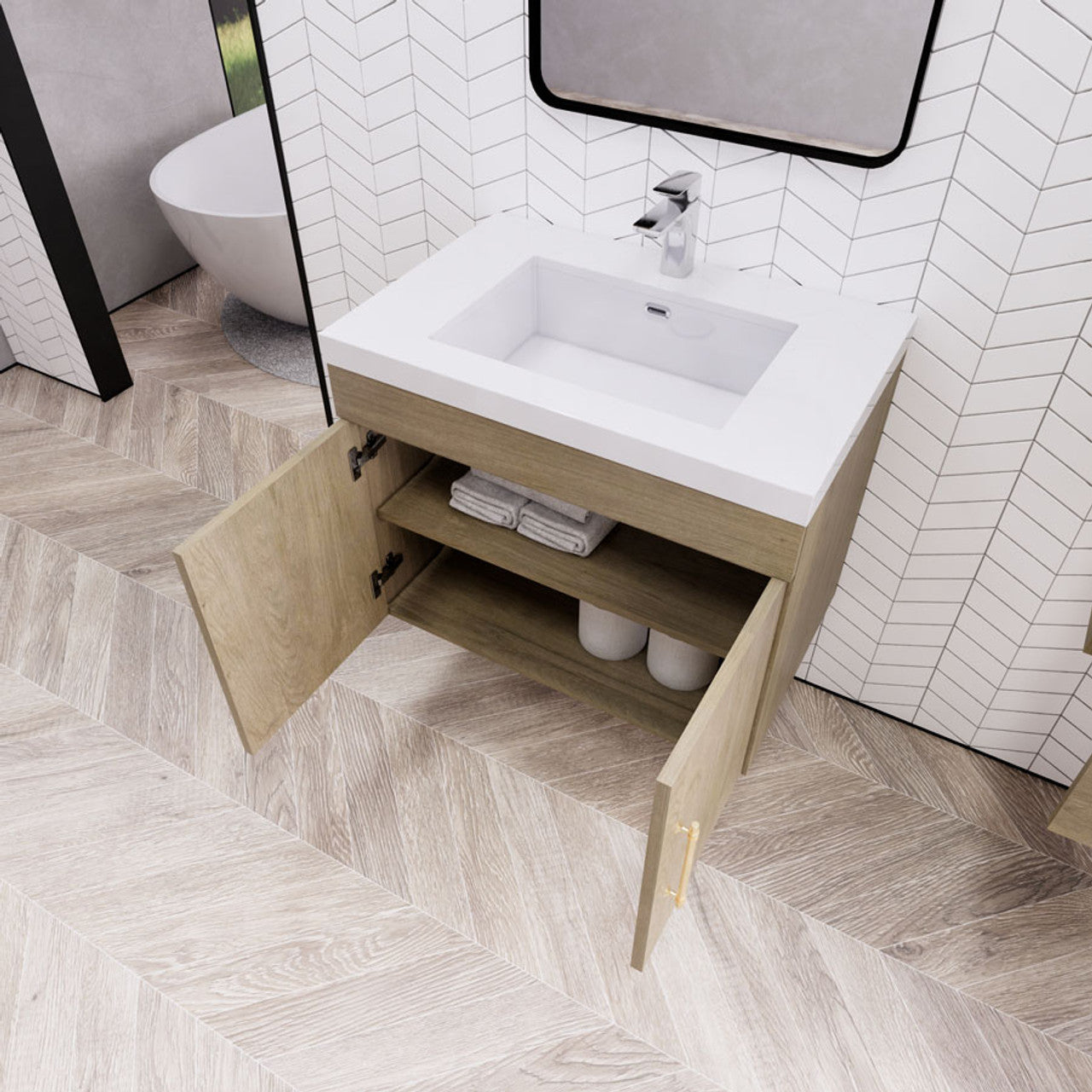 ELSA 30" WALL MOUNTED BATH VANITY WITH REINFORCED ACRYLIC SINK