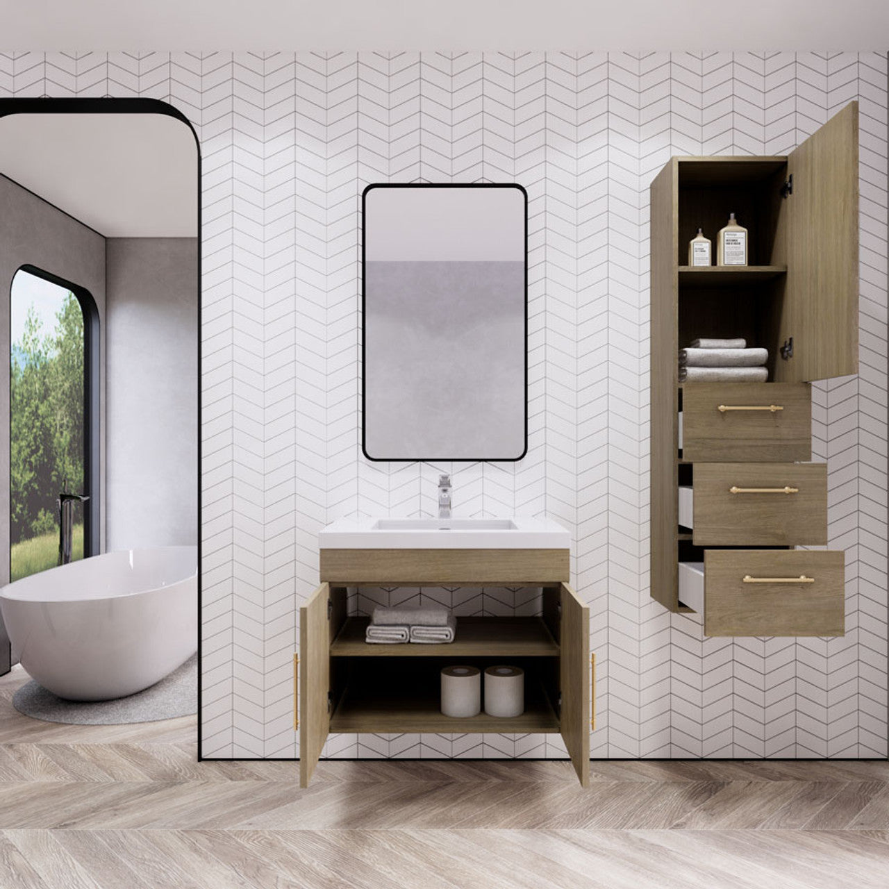 ELSA 30" WALL MOUNTED BATH VANITY WITH REINFORCED ACRYLIC SINK