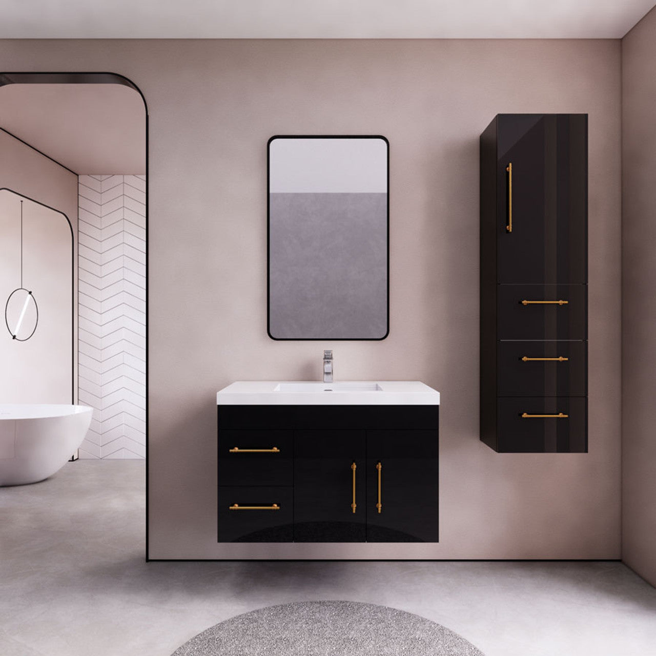 ELSA 36" WALL MOUNTED BATH VANITY WITH REINFORCED ACRYLIC SINK