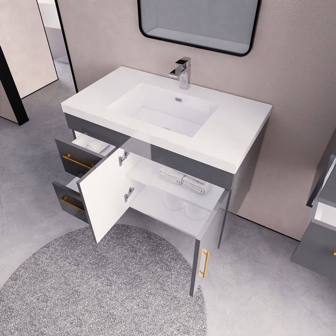 ELSA 36" WALL MOUNTED BATH VANITY WITH REINFORCED ACRYLIC SINK