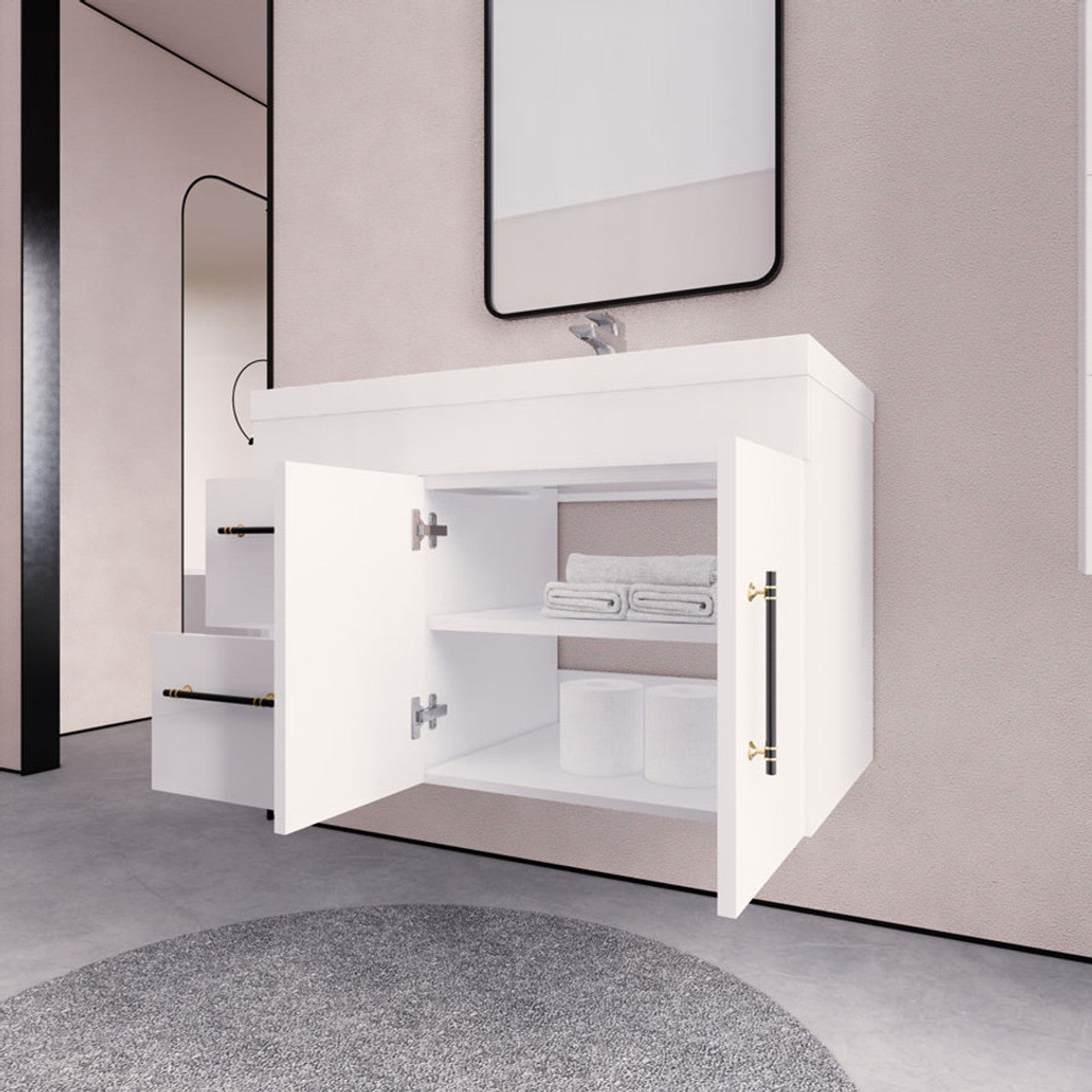 ELSA 36" WALL MOUNTED BATH VANITY WITH REINFORCED ACRYLIC SINK