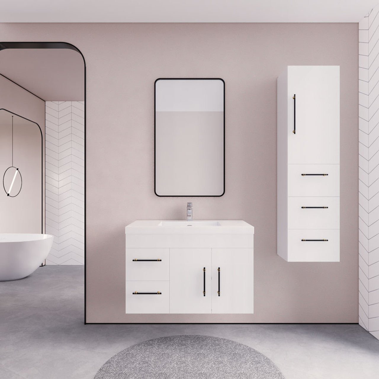 ELSA 36" WALL MOUNTED BATH VANITY WITH REINFORCED ACRYLIC SINK