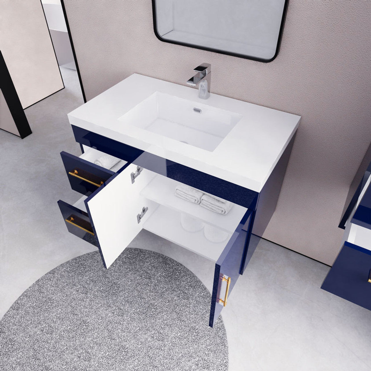 ELSA 36" WALL MOUNTED BATH VANITY WITH REINFORCED ACRYLIC SINK