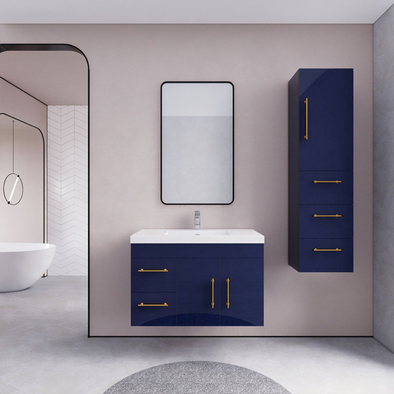 ELSA 36" WALL MOUNTED BATH VANITY WITH REINFORCED ACRYLIC SINK