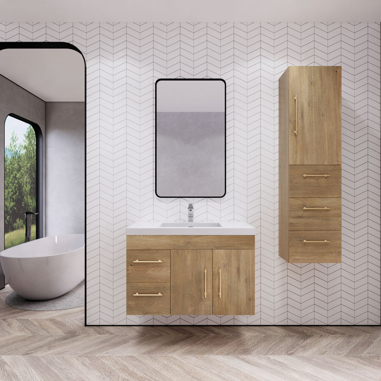 ELSA 36" WALL MOUNTED BATH VANITY WITH REINFORCED ACRYLIC SINK