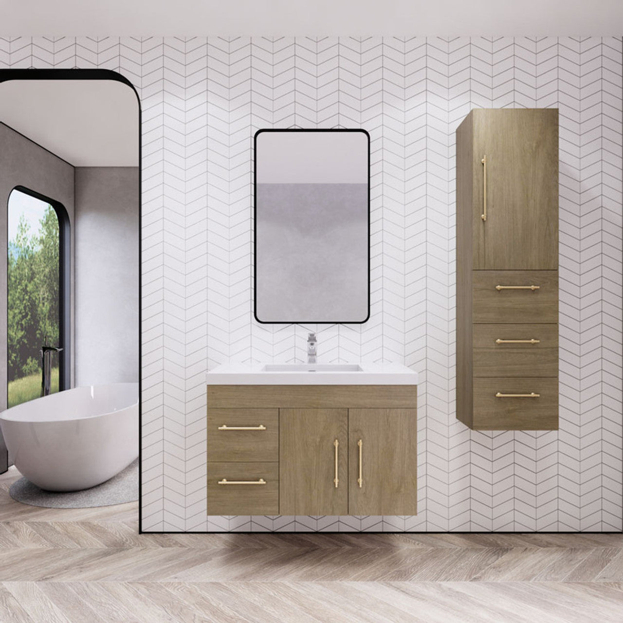 ELSA 36" WALL MOUNTED BATH VANITY WITH REINFORCED ACRYLIC SINK