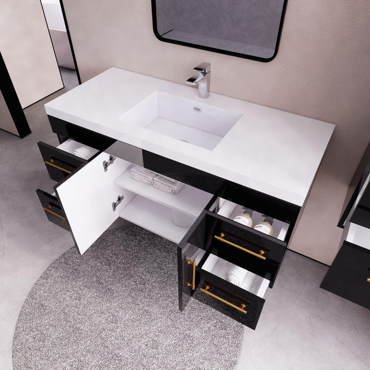 ELSA 48" WALL MOUNTED BATH VANITY WITH REINFORCED ACRYLIC SINK