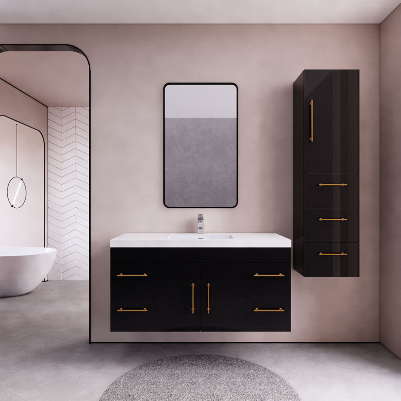 ELSA 48" WALL MOUNTED BATH VANITY WITH REINFORCED ACRYLIC SINK