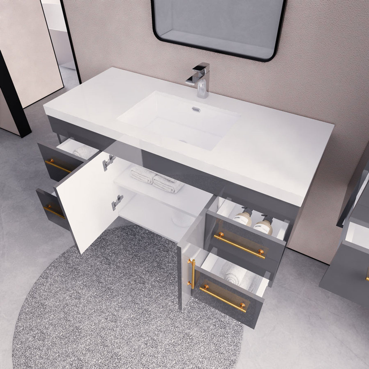 ELSA 48" WALL MOUNTED BATH VANITY WITH REINFORCED ACRYLIC SINK
