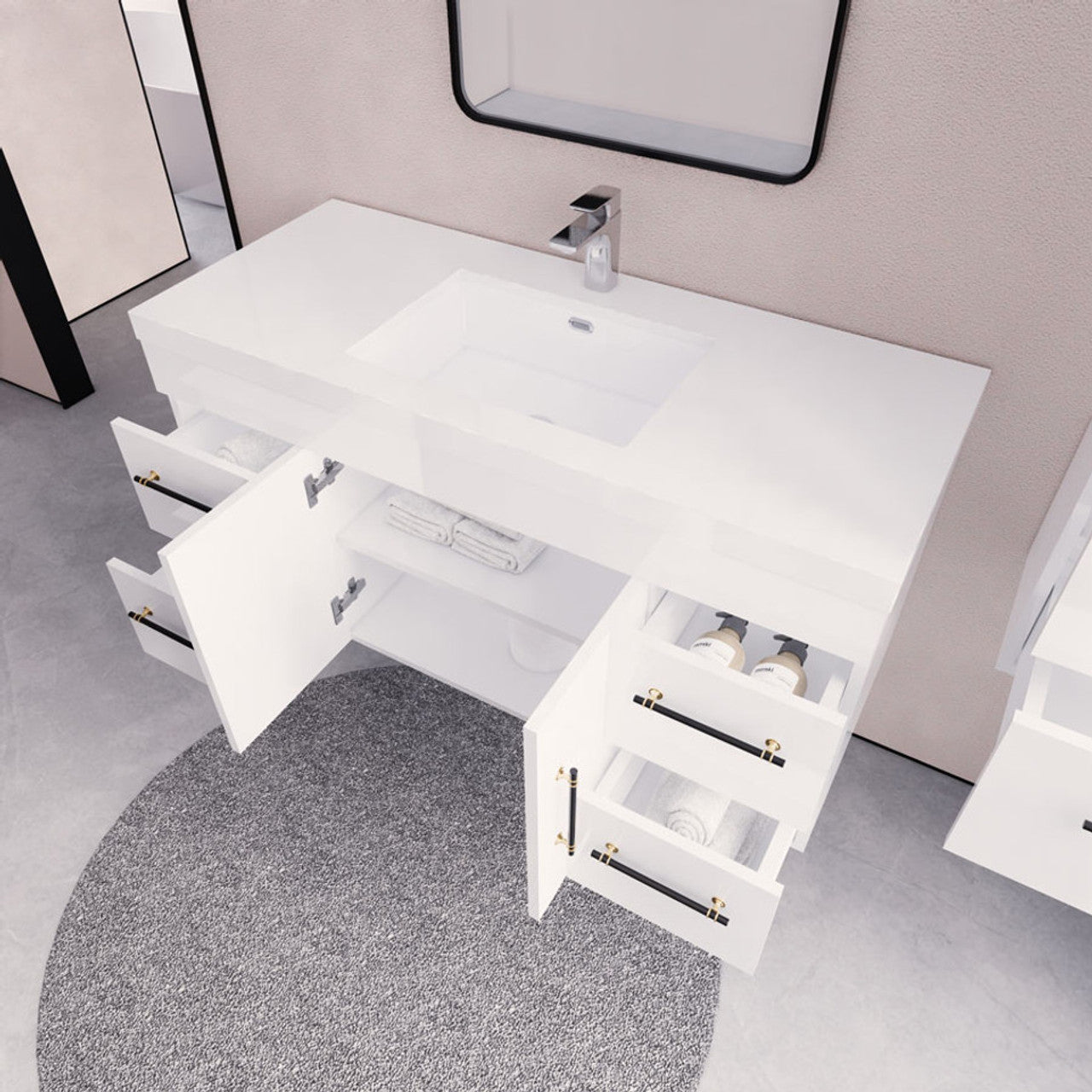 ELSA 48" WALL MOUNTED BATH VANITY WITH REINFORCED ACRYLIC SINK