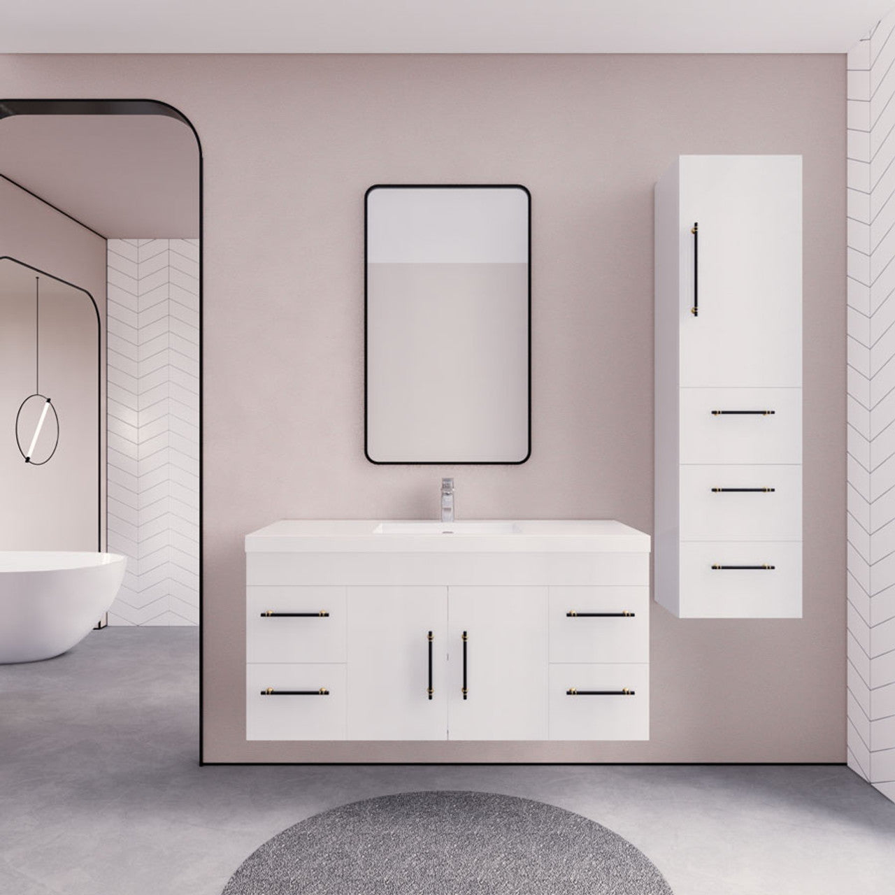 ELSA 48" WALL MOUNTED BATH VANITY WITH REINFORCED ACRYLIC SINK