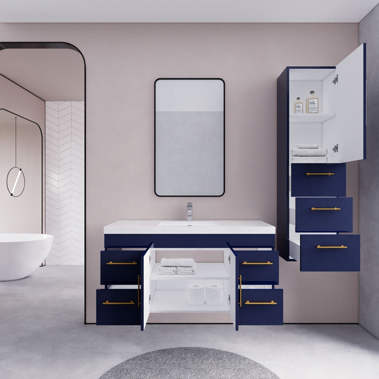 ELSA 48" WALL MOUNTED BATH VANITY WITH REINFORCED ACRYLIC SINK