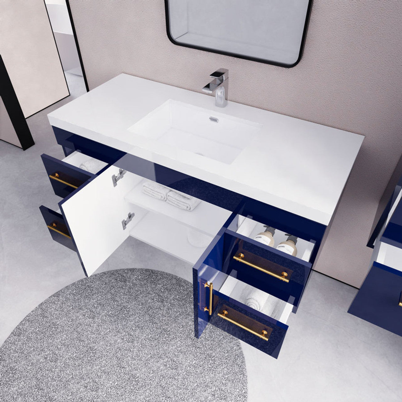ELSA 48" WALL MOUNTED BATH VANITY WITH REINFORCED ACRYLIC SINK