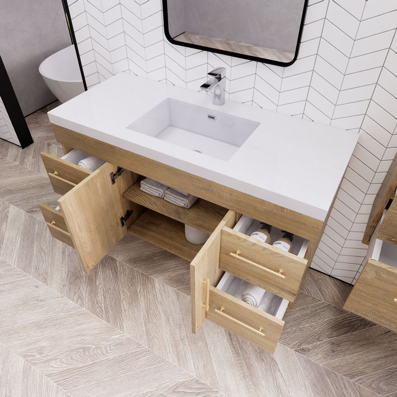 ELSA 48" WALL MOUNTED BATH VANITY WITH REINFORCED ACRYLIC SINK