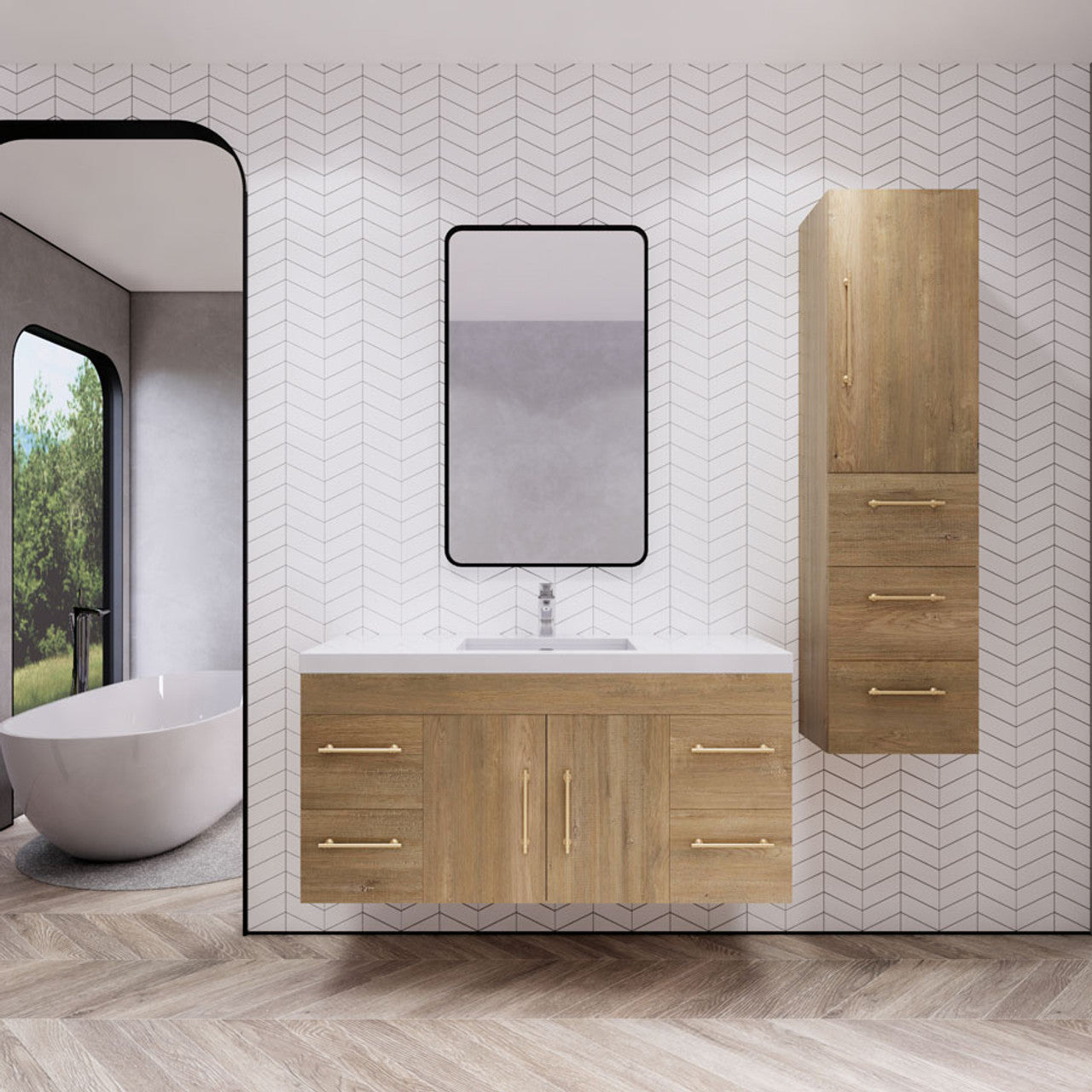 ELSA 48" WALL MOUNTED BATH VANITY WITH REINFORCED ACRYLIC SINK