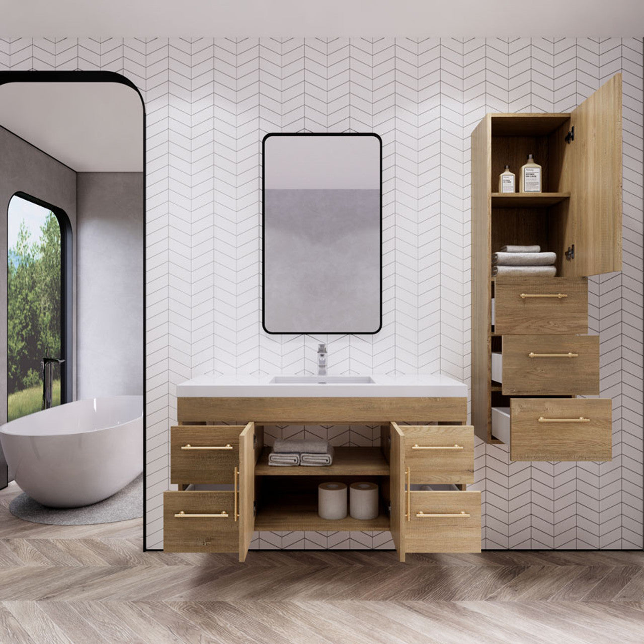 ELSA 48" WALL MOUNTED BATH VANITY WITH REINFORCED ACRYLIC SINK