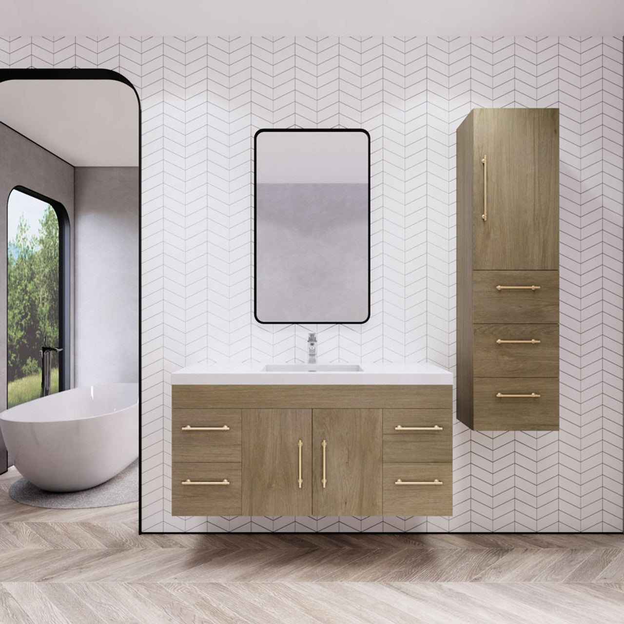 ELSA 48" WALL MOUNTED BATH VANITY WITH REINFORCED ACRYLIC SINK