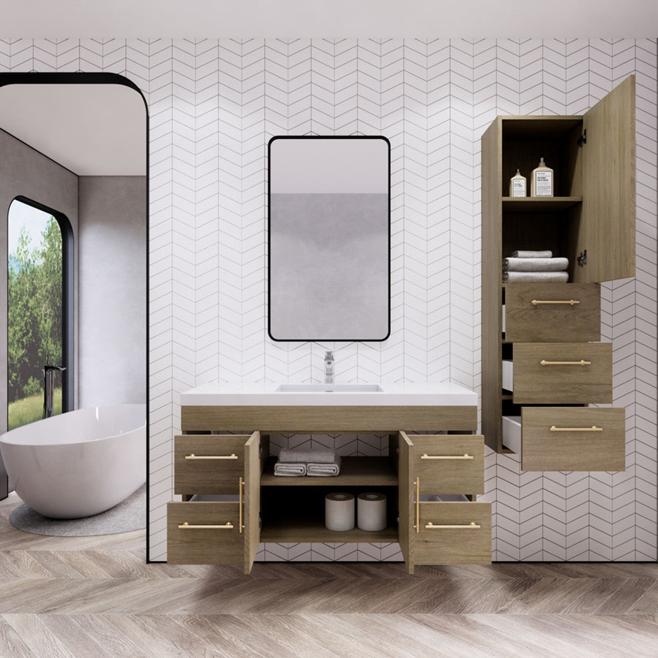 ELSA 48" WALL MOUNTED BATH VANITY WITH REINFORCED ACRYLIC SINK