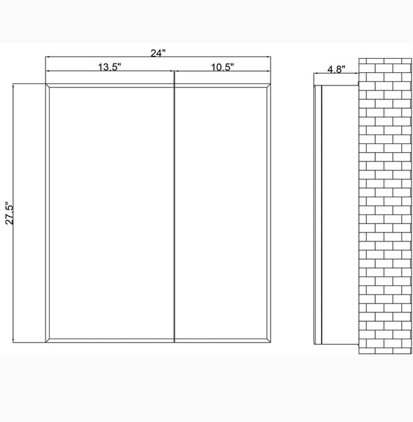 Aluminum Medicine Cabinet 18INCH TO 48INCH  (Surface Mount/Recessed)