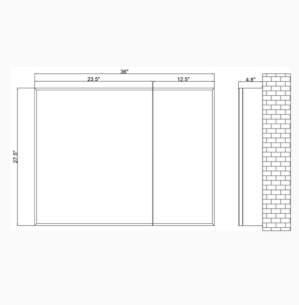 Aluminum Medicine Cabinet 18INCH TO 48INCH  (Surface Mount/Recessed)