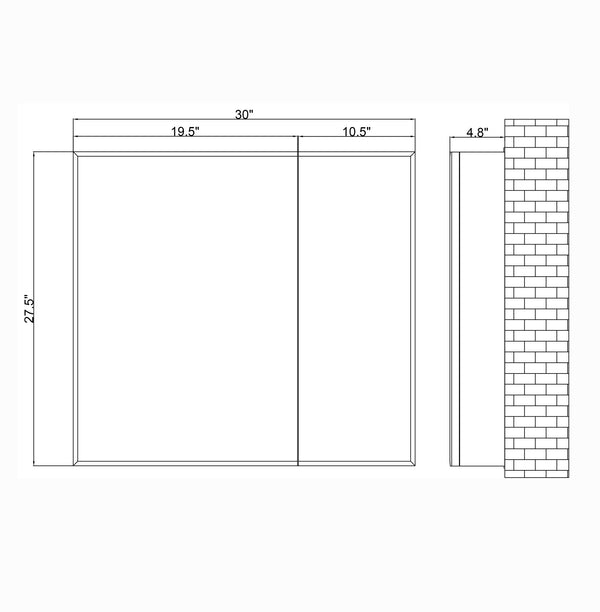 Aluminum Medicine Cabinet 18INCH TO 48INCH  (Surface Mount/Recessed)