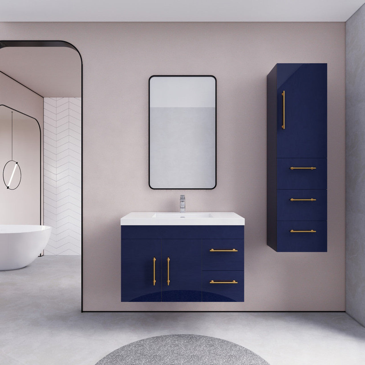 ELSA 36" WALL MOUNTED BATH VANITY WITH REINFORCED ACRYLIC SINK