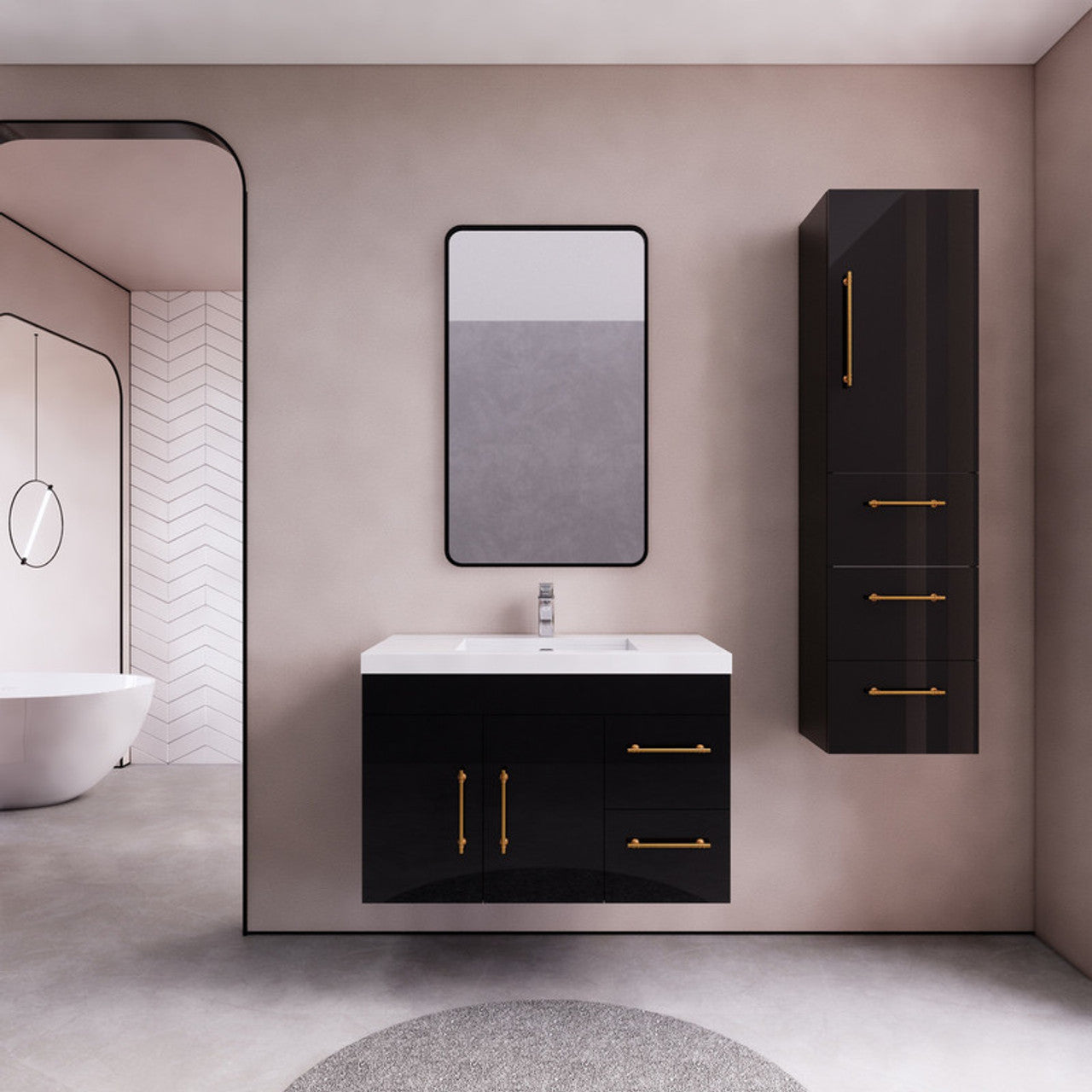 ELSA 36" WALL MOUNTED BATH VANITY WITH REINFORCED ACRYLIC SINK