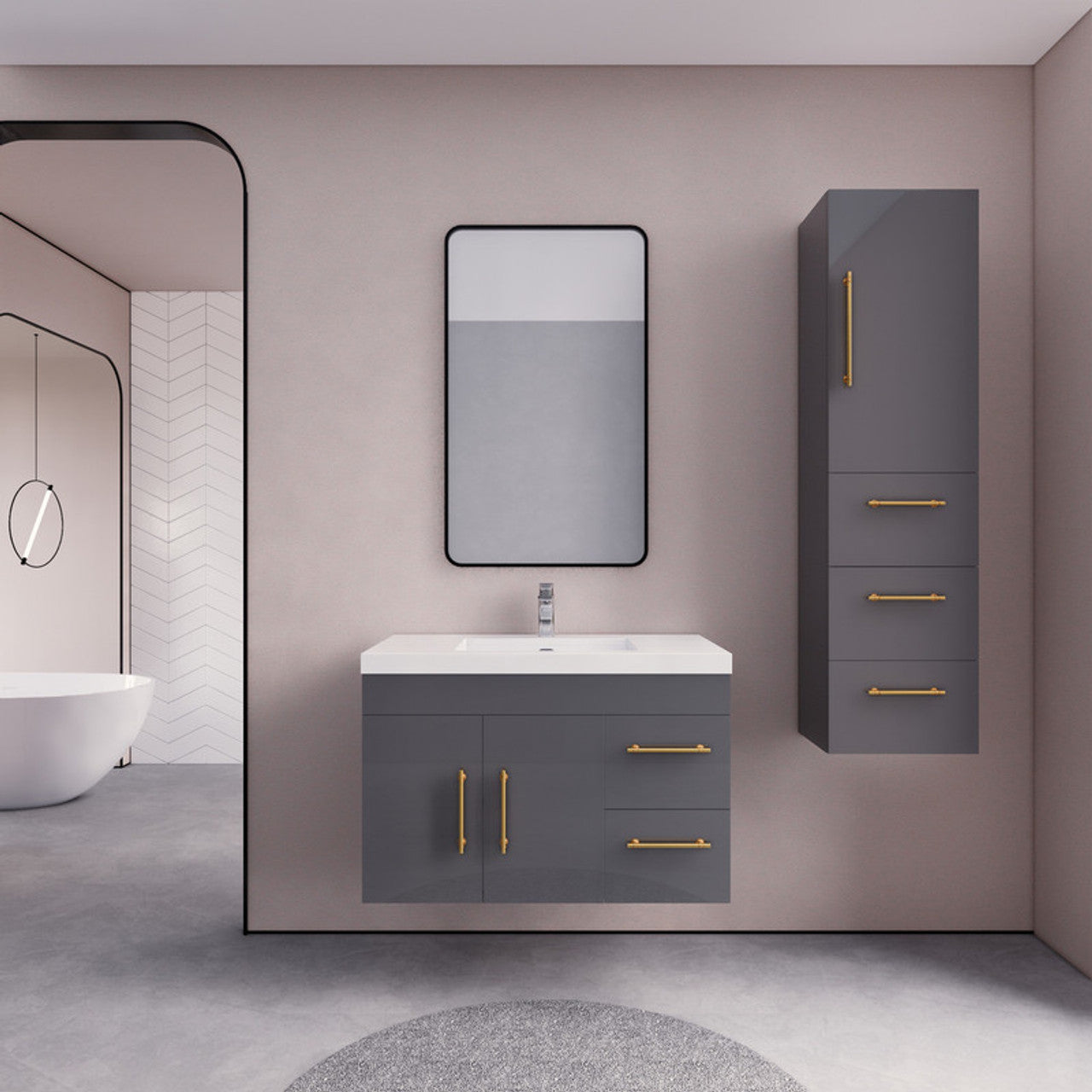 ELSA 36" WALL MOUNTED BATH VANITY WITH REINFORCED ACRYLIC SINK