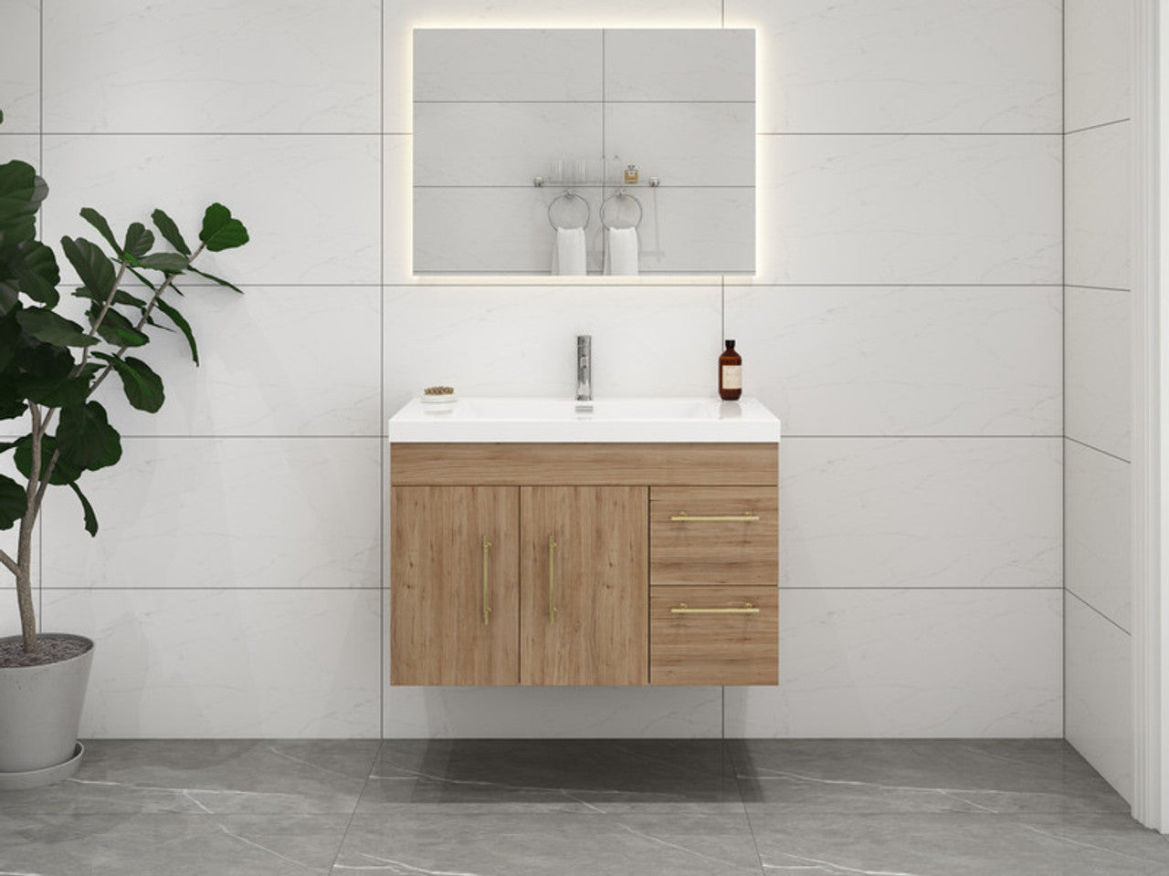 ELSA 36" WALL MOUNTED BATH VANITY WITH REINFORCED ACRYLIC SINK
