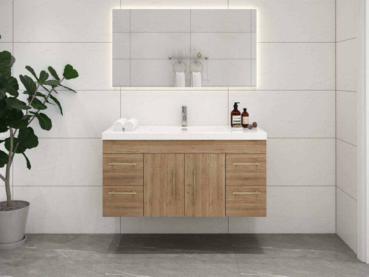 ELSA 48" WALL MOUNTED BATH VANITY WITH REINFORCED ACRYLIC SINK