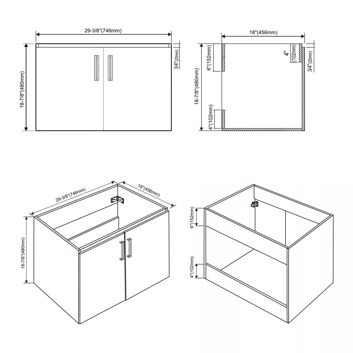 D047 Series–30 Inch Vanity-Two door
