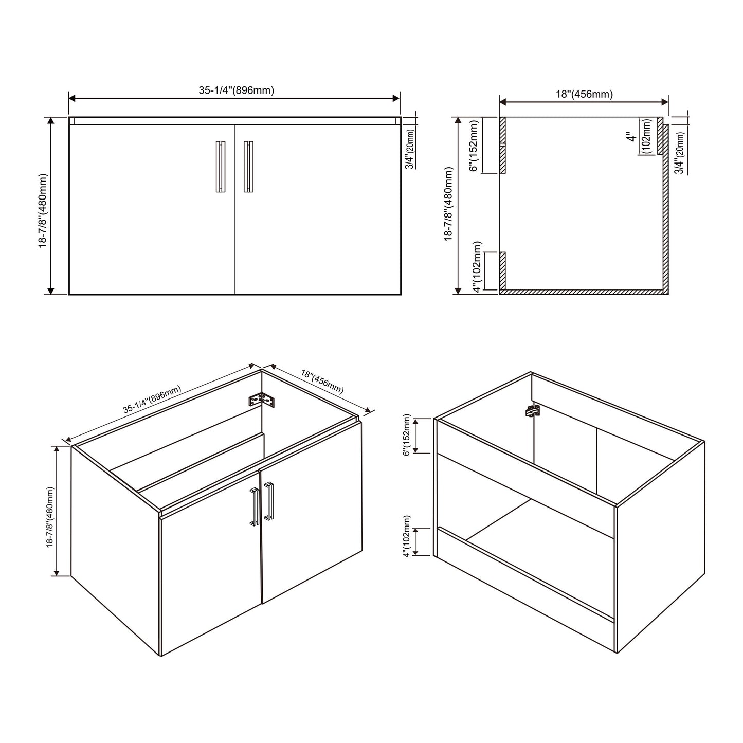 D047 Series–36 Inch Vanity-With Two doors