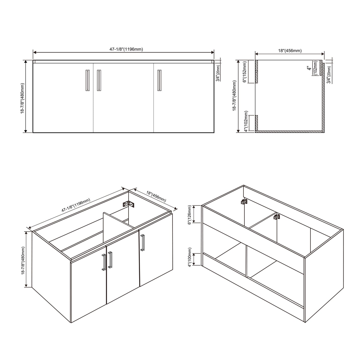 D047 Series–48 Inch Vanity – Single Sink