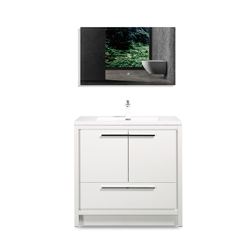 Dolly-Freestanding Bathroom Vanity with Faux Marble Integrated Top&Sink