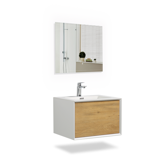 Iris Wall Mounted 24 Inch Bathroom Vanity with Cultured Marble Top & Integrated Sink