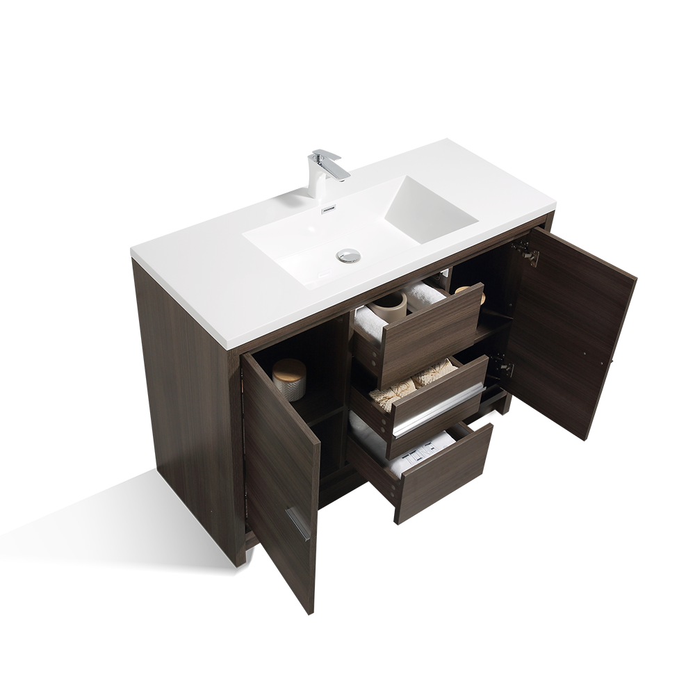 Dolly-Freestanding Bathroom Vanity with Faux Marble Integrated Top&Sink