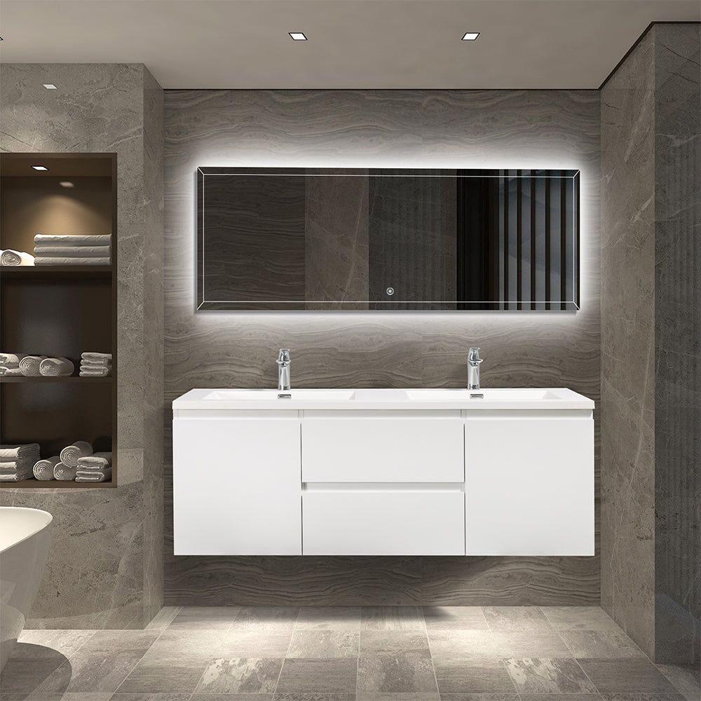 Belle-Floating Bathroom Vanity Wall Hung Vanity Unit with Faux Marble Integrated Top&Sink