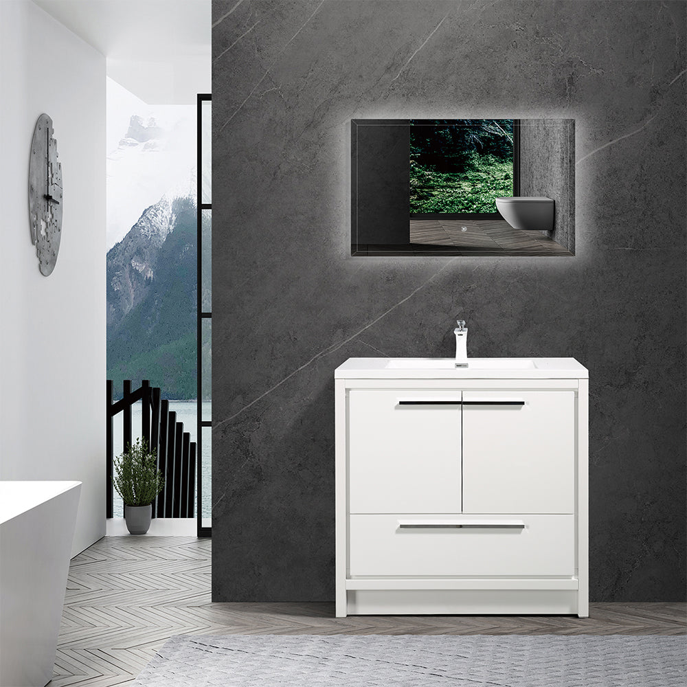 Dolly-Freestanding Bathroom Vanity with Faux Marble Integrated Top&Sink