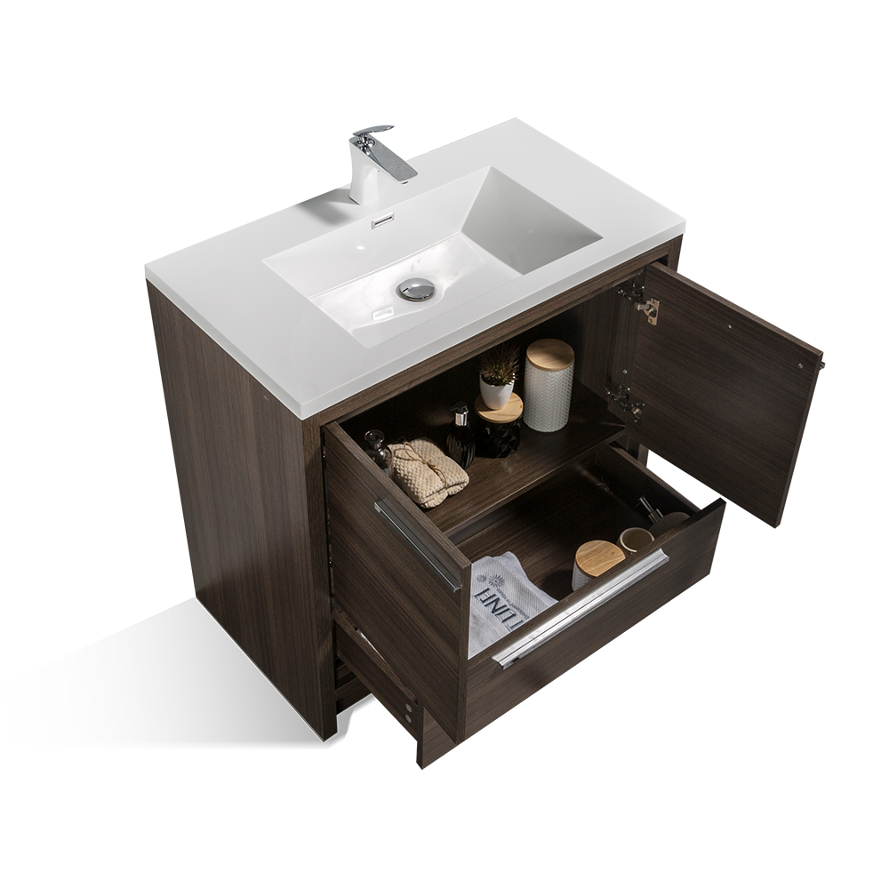 Dolly-Freestanding Bathroom Vanity with Faux Marble Integrated Top&Sink